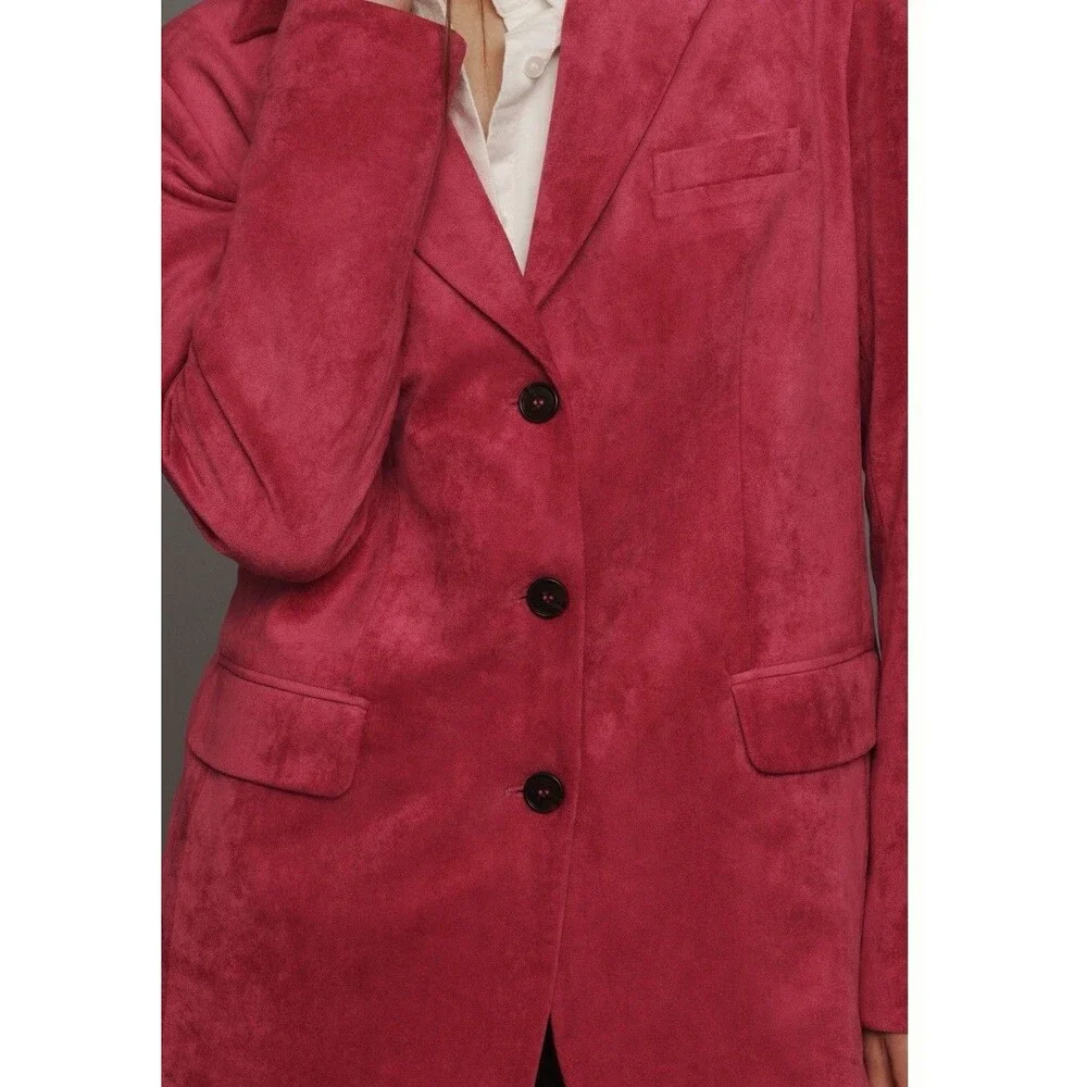 Anthropologie Dolan Boyfriend Blazer Pink Left Coast Faux Suede Retro Large NWT